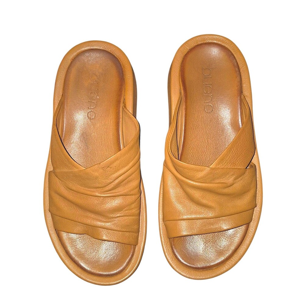 Bueno Sandal Harper Size 37 Size 7 Women’s Camel Brown Leather Slide Open Toe